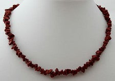 ROTER JASPIS Edelstein Splitterkette ca.45cm Lang Karabinerverschlüß Getrommelt