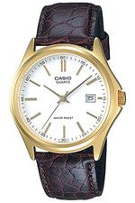 Casio MTP-1183Q-7AJH Reloj Analógico Esfera Oro Blanco Cuero Negro Fecha Homb...