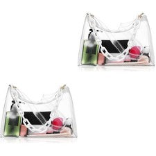 Juego de 2 Bolso Bandolera para Mujer Moda Hombro Transparente Cartera Estadio Mujer