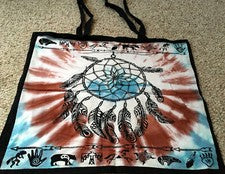 Bolso de Mano Hecho a Mano Tie Dye Bolso de Hombro 100% Algodón Azul Atrapasueños NUEVO
