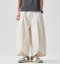 Pantalones cortos informales transpirables estilo chino de pierna ancha calce suelto para hombre