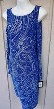 Vestido para mujer Marina azul real de tela brillante talla 4, nuevo con etiquetas