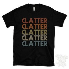 CAMISETA ESTILO RETRO REPETIDO CLATTER para hombre y mujer Reino Unido top name regalo