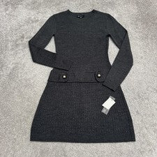 Vestido Suéter BCX Downtime Línea A Para Mujer Pequeño Gris Humo Cuello Redondo Acrílico Nuevo con Etiquetas