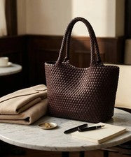 Bolso de Mano Hobo de Cuero Vegano Tejido para Mujer Bolso de Hombro Grande con Bolso sin Mano