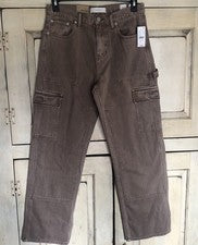 Jean PACSUN NUEVO CON ETIQUETAS Suelto Estilo Carga Para Hombre Marrón Lavado 31x32 ¡Impresionante!