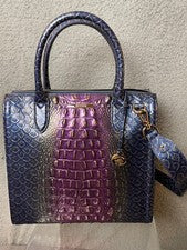 Bolso de hombro Brahmin Caroline Satchel para mujer Fig Jam Bowlin púrpura azul