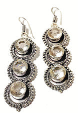 PENDIENTES DE PIEDRA PRECIOSA B E R G K R I S T A L PLATA DE LEY 925 HECHOS A MANO.