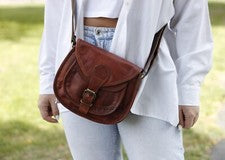 Bandolera personalizada para mujer de cuero genuino estilo vintage S