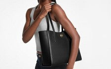 Bolso de Mano Michael Kors Leida Grande Negro Nuevo con Etiquetas