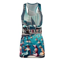 Vestido retro para mujer espalda cruzada años 40 50 piscina fiesta Las Vegas Resort elegante único