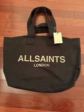Nuevo con etiquetas Bolso de Lona All Saints Acari Negro/Negro Logo Londres W479XB NUEVO