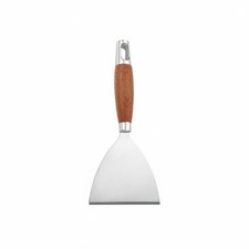 Juego de 4 espátulas de acero inoxidable con mango de madera resistente al calor para placa de barbacoa,