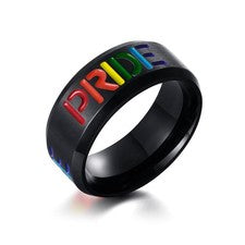 Anillo de matrimonio PRIDE Partner acero inoxidable negro arco iris LGBTQ Gay CSD hombre mujer