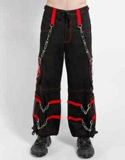 Nuevo Pantalón Hecho a Mano Unisex Moda Gótico Parot Rojo Calavera Suelto Estilo Punk Rock