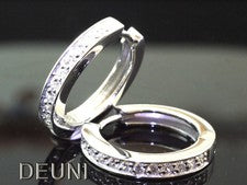 Plata 925 criollas plegables con circonitas tamaño 16,5 x 2,2 mm 1 par
