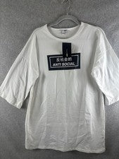 Vestido túnica gráfico antisocial longitud 3/4 para mujer talla L - blanco moda Nova