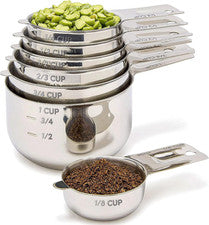 Tazas Medir Set 7 Acero Inoxidable Apilables Utensilios Cocina Líquidos Secos