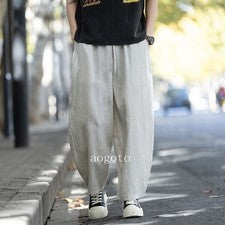 Pantalones de algodón y lino para hombre Nuevos pantalones informales estilo chino grandes pantalones sueltos