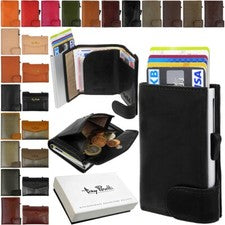 TONY PEROTTI Cuero Aluminio Mujer Hombre Cartera Monedero Tarjetero