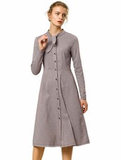 Damen A Linie KnieHahnentritt Kariert Hemdkleid Kleid Gürtel