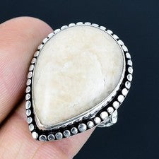 Scolecita piedras preciosas hechas a mano 925 anillo de joyería de plata...