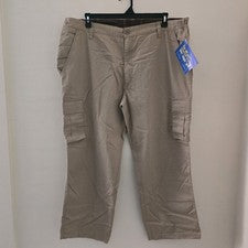 Pantalones cargo Haband Tri Waist Comfort System para hombre 42S caqui tostado lona trabajo nuevos con etiquetas