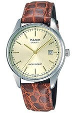 Casio MTP-1175E-9AJH Reloj Analógico Esfera Dorada Cuero Marrón Fecha Hombres...