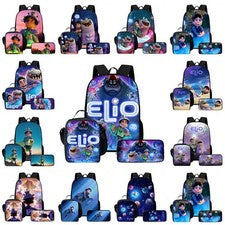 Niños Niñas ELIO 3D Mochila Escolar Bolsa de Almuerzo Aislada Estuche para Lápices Conjunto Regalo