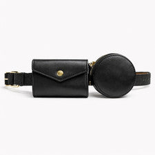 Riñonera Michael Kors Doble Bolsa Cinturón Cuero Negro Logo MK Cintura Nueva con Etiquetas