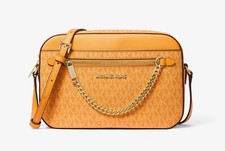 Nuevo Bolso Bandolera Michael Kors Para Mujer Jet Set Grande EW Cremallera Cadena Pop Naranja