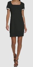 Vestido para mujer KARL LAGERFELD PARIS negro con lazo y crepé talla 4