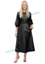 Mujer Negro Piel de Cordero Cuero Midi Vestido Fiesta Informal Formal Ajustado Conjunto Usador