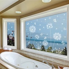 Pegatina de ventana de diente de león blanco material de PVC para decoración de tienda de oficina en casa