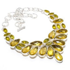 Collar de joyas de piedras preciosas de citrino hecho a mano 18"