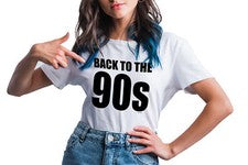 Camiseta retro para mujer Back to the 90s años noventa fin de semana música fiesta damas