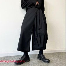 Pantalón Corto Hombre Informal Negro Juvenil Moda Gótico Irregular Pierna Ancha