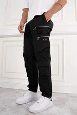 Pantalones cargo para hombre JK Attire negros Electra Box bolsillo - XS - moda para hombre