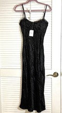 "Vestido Forever 21 para mujer L con aros lunares cremallera lateral 45"" negro nuevo con etiquetas"