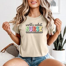 Camiseta de enfermera retro para mujer Worlds Coolest regalo de enfermería para ella