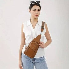 BOLSO BANDOLERA BANDOLERA MUJER MODA MARRÓN DISEÑO ESTAMPADO CORREA