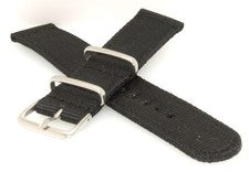 Correa de reloj textil de nailon retro 2 piezas negra 18-24 mm con muelles