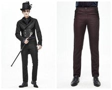 Pantalones de Boda Gótica Estilo Simple Floral Trenza Ajustados Oscuros Hombres Pantalones Formales