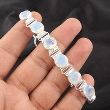 Pulsera de plata esterlina 925 hecha a mano con piedras preciosas de ópalo lechoso regalo por amor