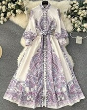 Primavera Retro Moda Pasarela Vestidos Largos para Mujer Cuello en V Elegante s-xxl