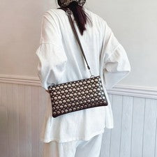 Bolso Bandolera Portátil Diseño Remache Bolso para Axilas Brillante Bolso de Mano de Moda