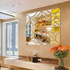 Pegatinas de Pared Espejo 20CM*20CM 3D Espejo 4 Piezas Mosaico Plata Cuadrado Simple