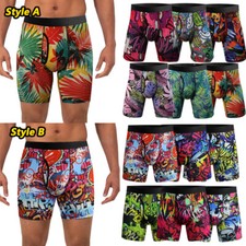 Paquete de 3 calzoncillos boxer cómodos de ajuste flexible ultra suaves elásticos de pierna regular y larga para hombre