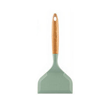 Pala de silicona de 27 cm de ancho con mango de madera natural para alimentos sensibles