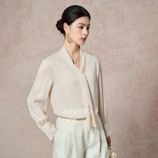 Moda Para mujeres Camisa Primavera Cuello en V Correa Manga Larga Adelgazante Elegante Prendas para el torso